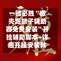 一键必胜“微壳跑胡子辅助器免费安装”开挂辅助脚本+详细开挂安装教程-第3张图片