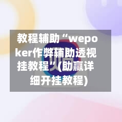教程辅助“wepoker作弊辅助透视挂教程”(助赢详细开挂教程)-第2张图片