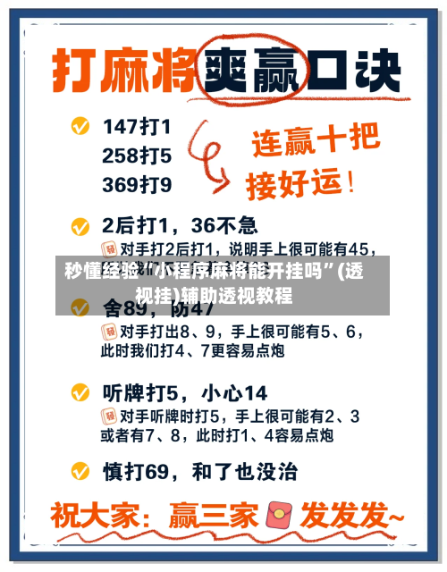 秒懂经验“小程序麻将能开挂吗”(透视挂)辅助透视教程-第2张图片