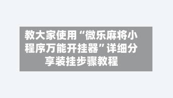 教大家使用“微乐麻将小程序万能开挂器”详细分享装挂步骤教程-第3张图片