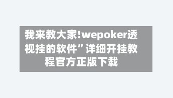 我来教大家!wepoker透视挂的软件”详细开挂教程官方正版下载-第2张图片