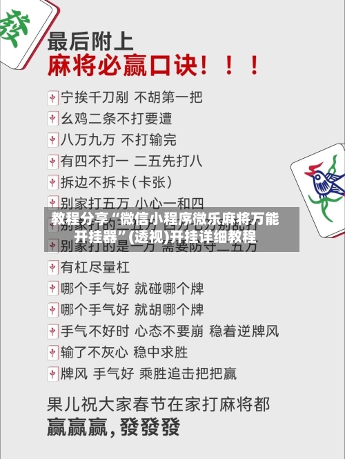 教程分享“微信小程序微乐麻将万能开挂器”(透视)开挂详细教程-第3张图片