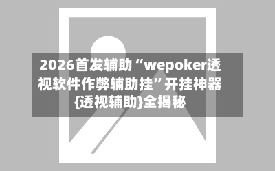 2026首发辅助“wepoker透视软件作弊辅助挂”开挂神器{透视辅助}全揭秘-第2张图片