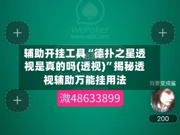 辅助开挂工具“德扑之星透视是真的吗(透视)	”揭秘透视辅助万能挂用法-第2张图片
